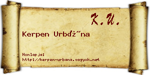 Kerpen Urbána névjegykártya